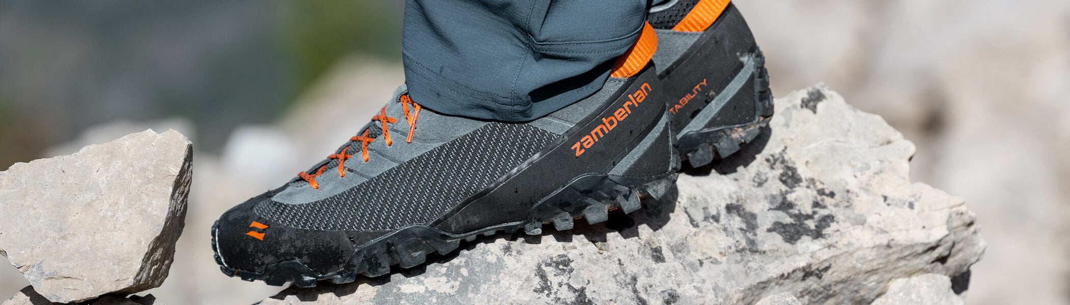 Zamberlan Muir RR men's approach shoes in anthracite-orange. 